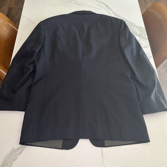 Vintage Givenchy Monsieur Blazer 40R Wool Navy Blue Pinstripe USA Sport Coat - Picture 13 of 14